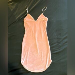 NWT Boohoo Velvet Spaghetti Strap Curved Hem Dress